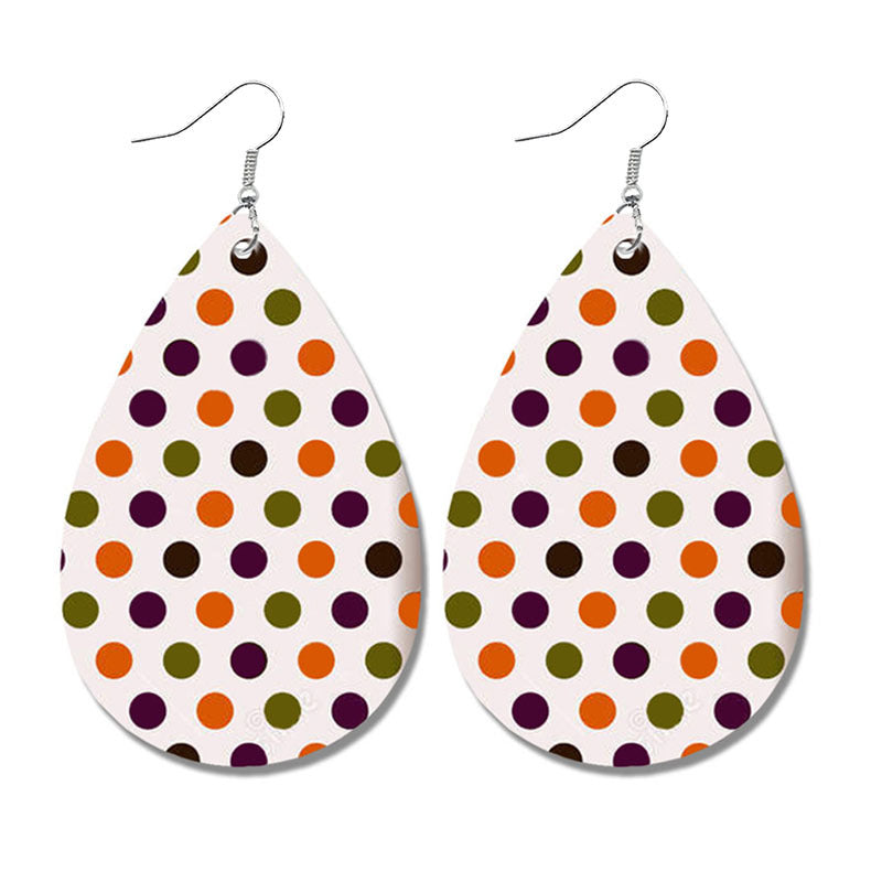 Wholesale Leather Geometric Print Plaid Polka Dot Vintage Earrings
